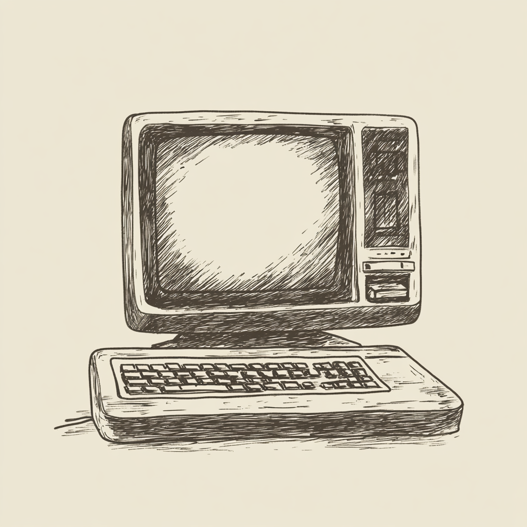 a sketchy depitcion of a computer